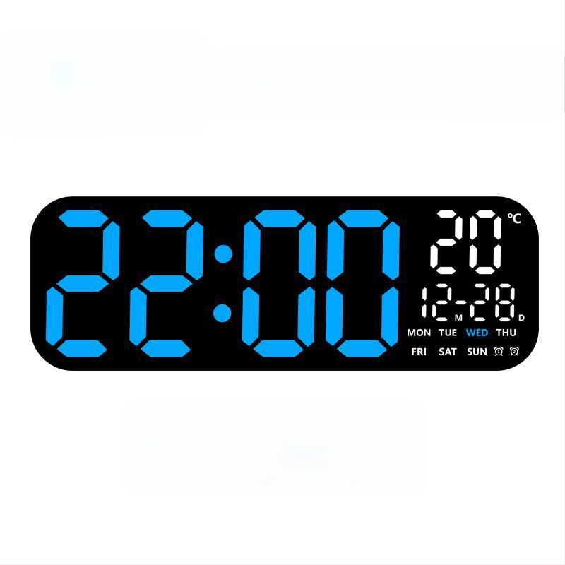 Ceas de perete LED digital cu termometru, calendar perpetuu și fază a lunii – afișaj oră de 24 de ore