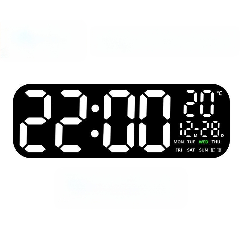 Ceas de perete LED digital cu termometru, calendar perpetuu și fază a lunii – afișaj oră de 24 de ore