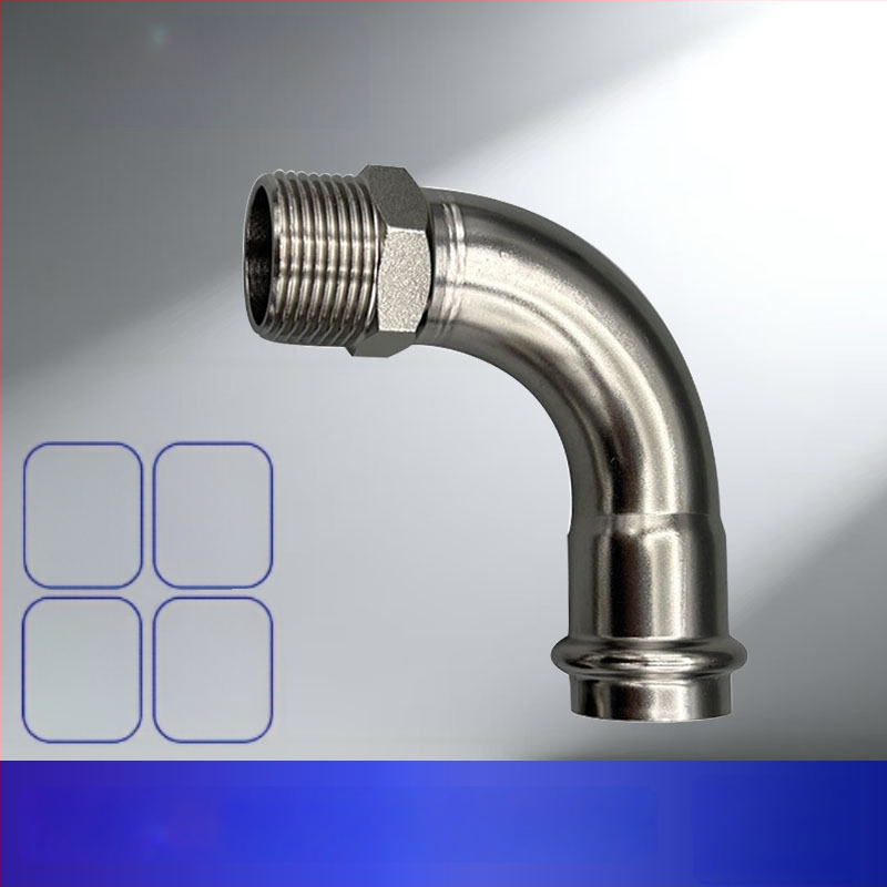 Ανοξείδωτος σωληνώσεων εξαρτήματα ύδατος – 90° εξωτερική βιδωτή γωνία, συμπιεζόμενος συνδετήρας, 304/316L, αντοχή σε υψηλές θερμοκρασίες