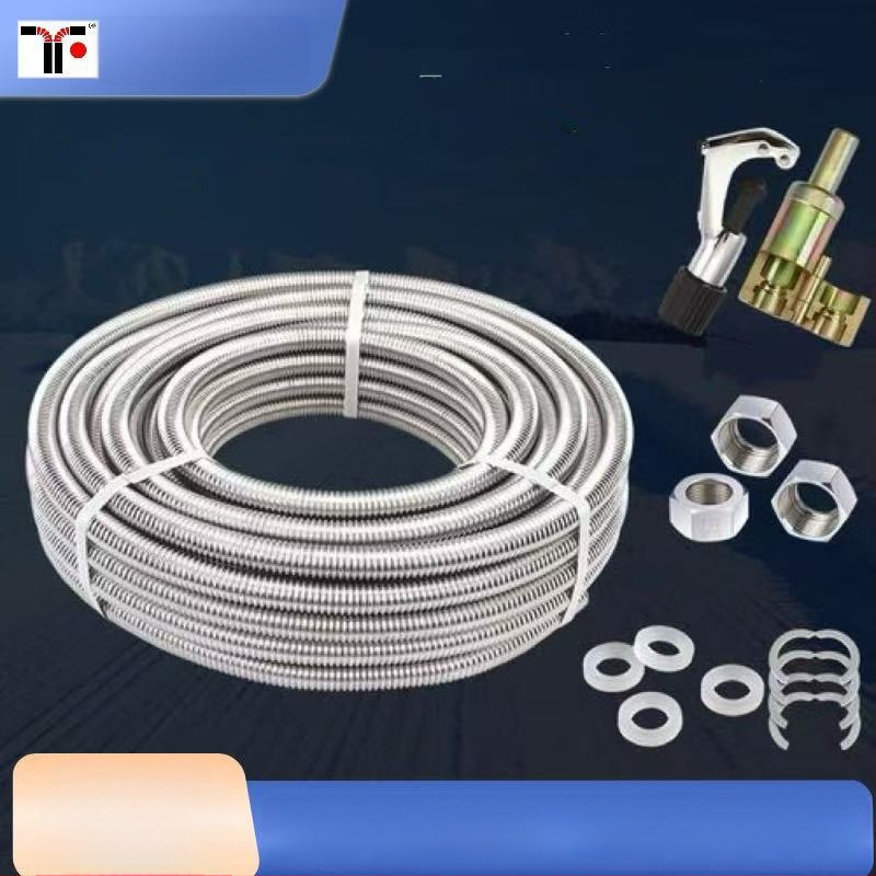 Εύκαμπτος σωλήνας εισόδου θερμοσίφωνα για ζεστό και κρύο νερό, από ανοξείδωτο χάλυβα 304, με παχυσμένες βιδωτές άκρες