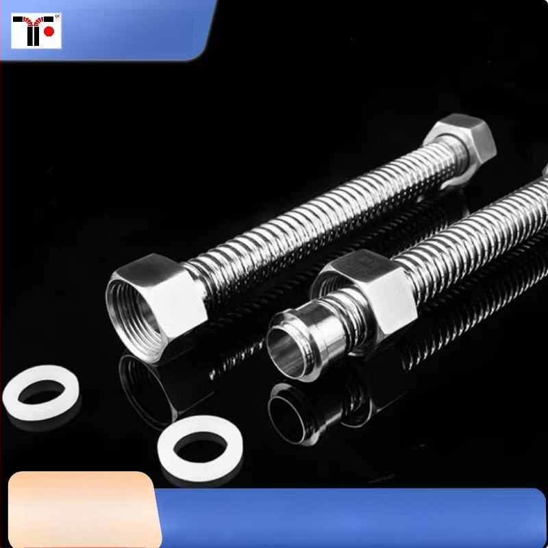 Εύκαμπτος σωλήνας εισόδου θερμοσίφωνα για ζεστό και κρύο νερό, από ανοξείδωτο χάλυβα 304, με παχυσμένες βιδωτές άκρες