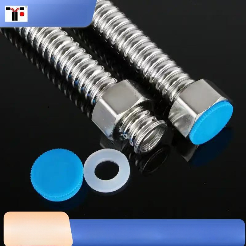 Εύκαμπτος σωλήνας εισόδου θερμοσίφωνα για ζεστό και κρύο νερό, από ανοξείδωτο χάλυβα 304, με παχυσμένες βιδωτές άκρες