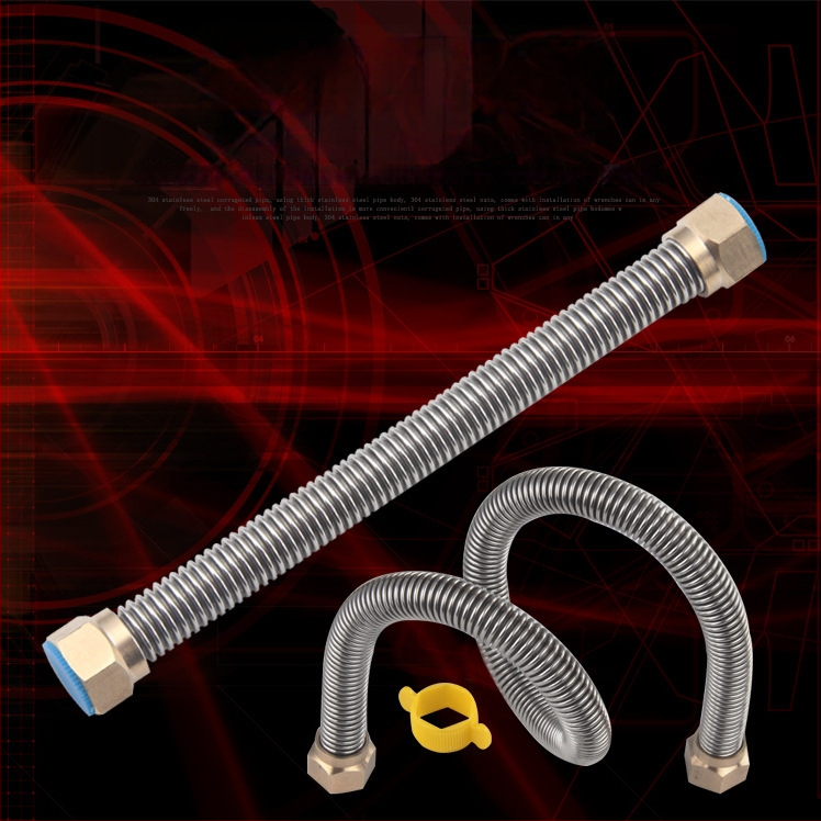 304 ανοξείδωτος γοφρωμένος σωλήνας εισόδου για ηλιακό θερμοσίφωνο — ζεστό και κρύο νερό, μοντέλο 805304, καπάκι από χαλκό ή 304 ανοξείδωτο χάλυβα, υδραυλικές εγκαταστάσεις κουζίνας/μπάνιου