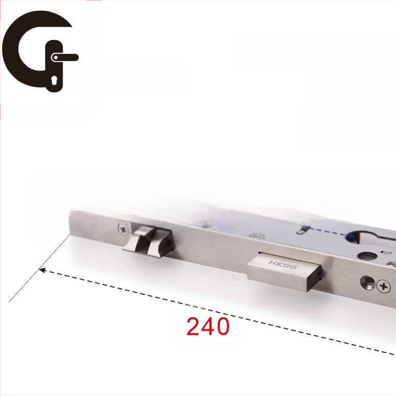 Tijelo brave s otiskom prsta za vrata od Break-Bridge aluminija i drveta, kompatibilno sa serijom od 85 rupa, dvostruko brzo nehrđajuće čelično tijelo brave, 240×22 mm