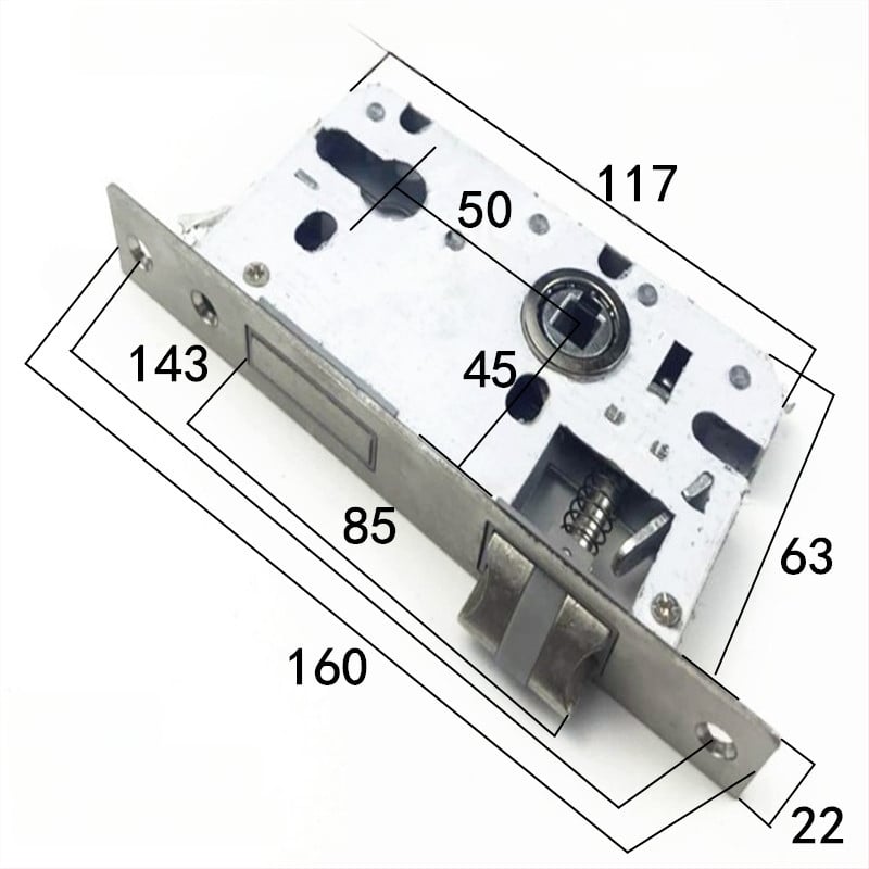 Kućište brave za drvena vrata spavaće sobe, 160 mm, teški opružni amortizer, model 5845