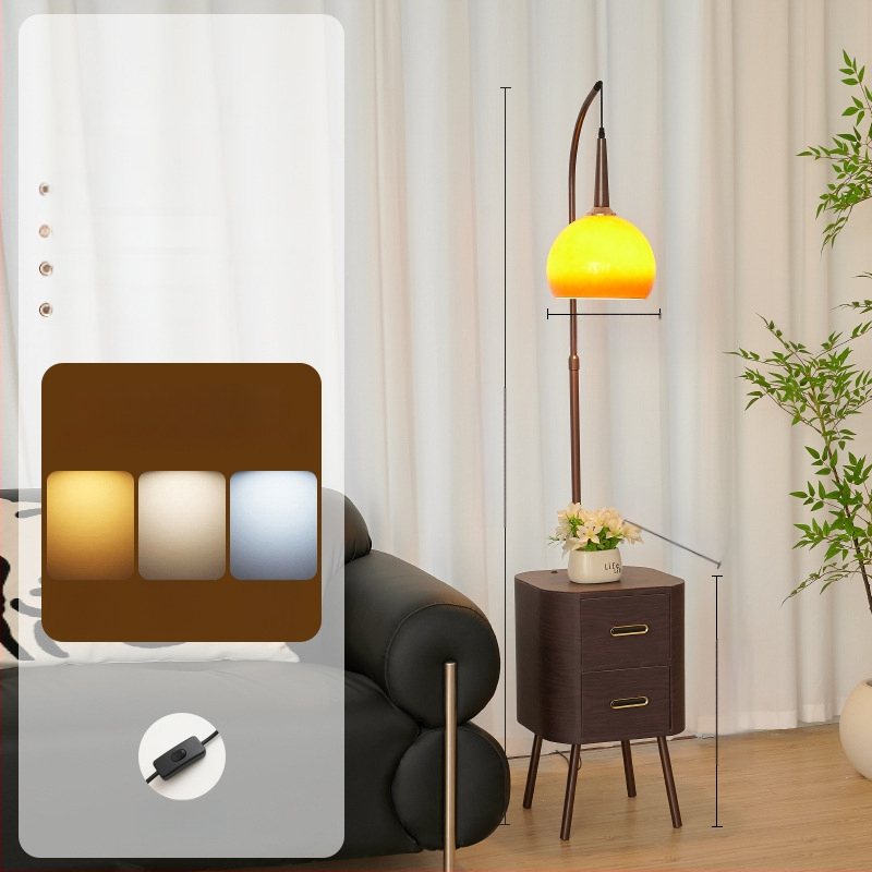 LED padlólámpa akril árnyékolóval, test fa- és vasból, világítási terület 3–5 m²