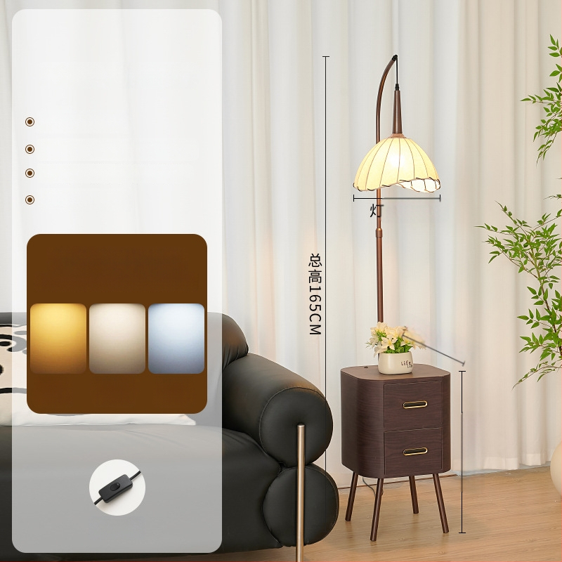 LED padlólámpa akril árnyékolóval, test fa- és vasból, világítási terület 3–5 m²