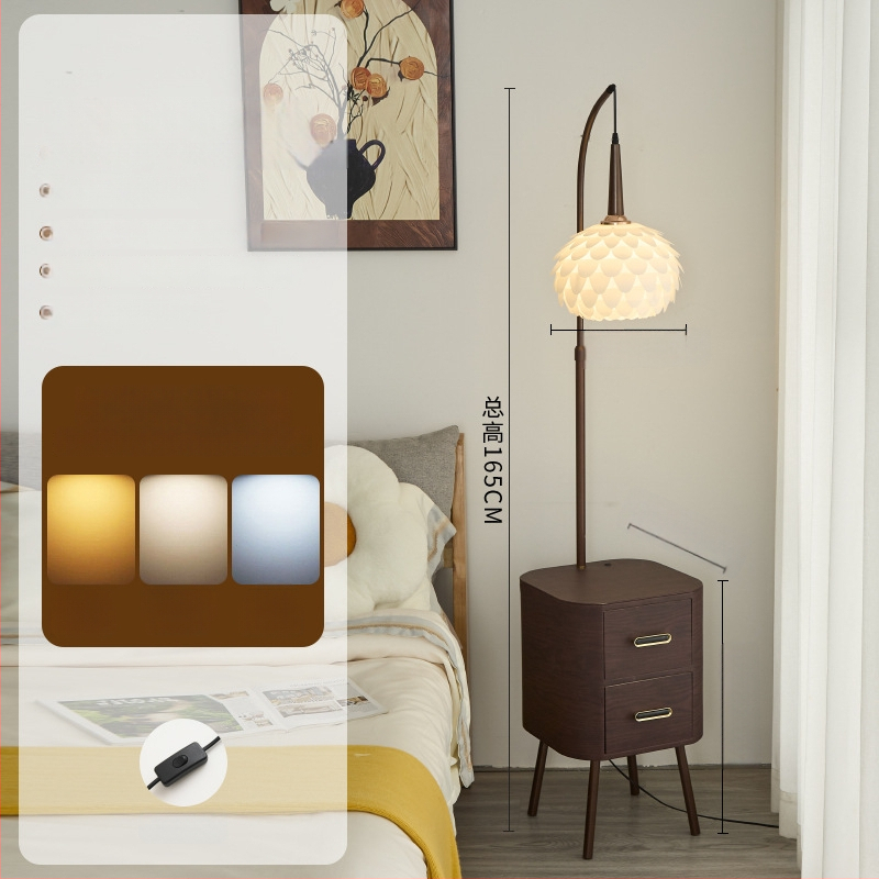 LED padlólámpa akril árnyékolóval, test fa- és vasból, világítási terület 3–5 m²