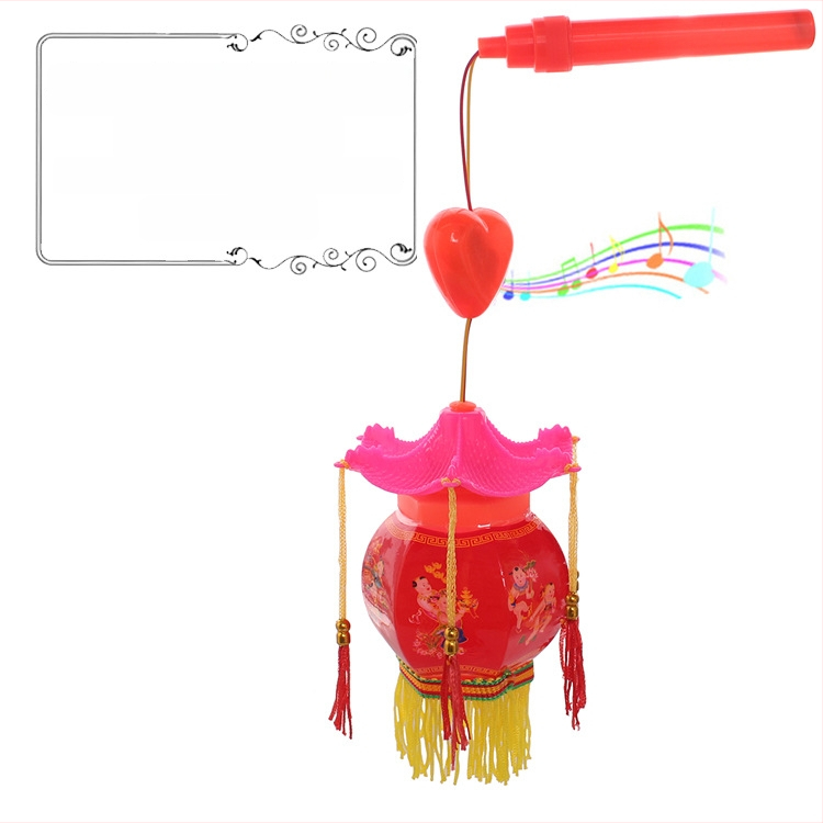 Fanar LED hexagonal cu motiv de lotus, luminos și muzical, din plastic, lanternă de mână pentru copii peste 14 ani