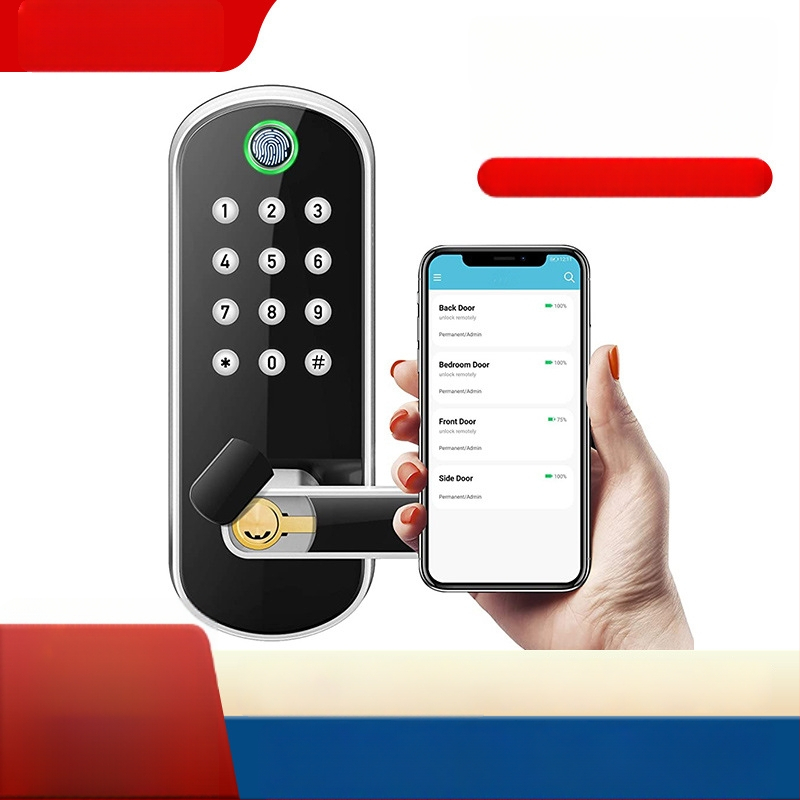 RALLAR F150 Pametna brava za vrata s otiskom prsta i lozinkom, daljinska aplikacija, Bluetooth i Wi‑Fi