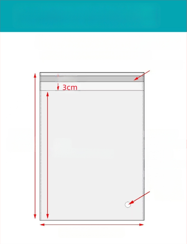 Geantă autoadezivă OPP, transparentă, îngroșată, cu logo tipărit, pungă de ambalare din plastic pentru bijuterii, haine și măști