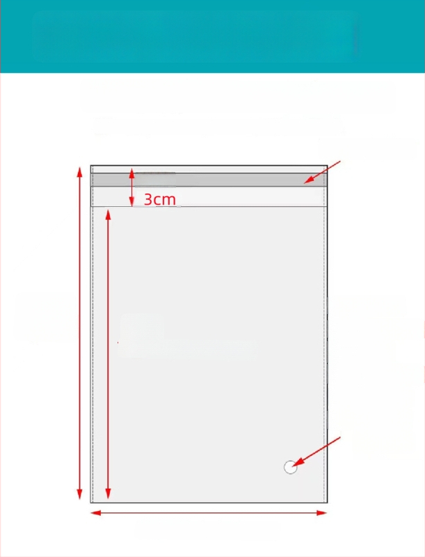 Geantă autoadezivă OPP, transparentă, îngroșată, cu logo tipărit, pungă de ambalare din plastic pentru bijuterii, haine și măști