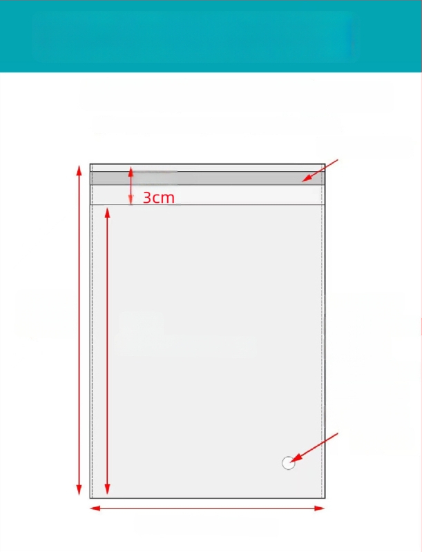 Geantă autoadezivă OPP, transparentă, îngroșată, cu logo tipărit, pungă de ambalare din plastic pentru bijuterii, haine și măști