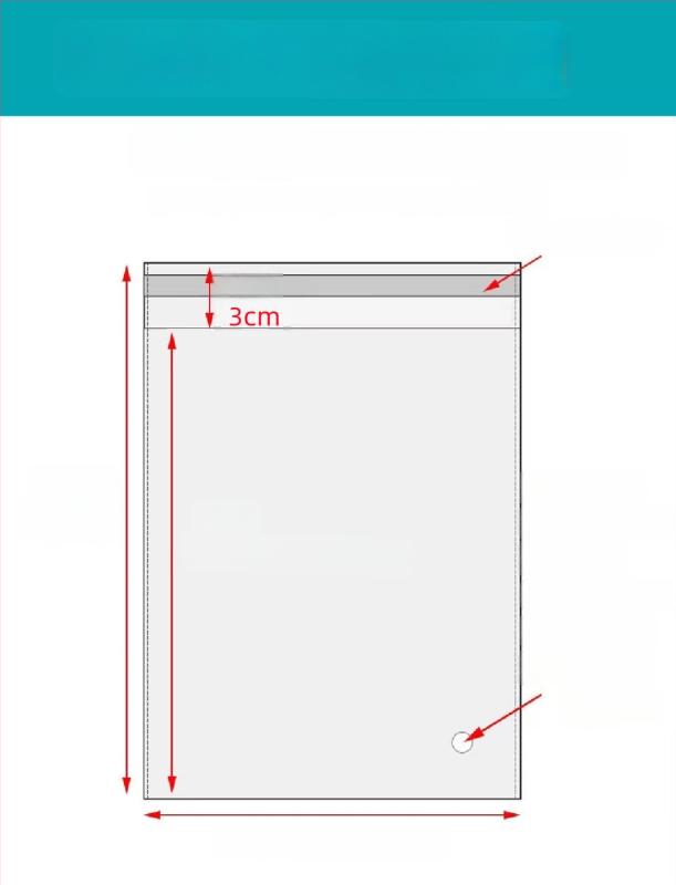 Geantă autoadezivă OPP, transparentă, îngroșată, cu logo tipărit, pungă de ambalare din plastic pentru bijuterii, haine și măști
