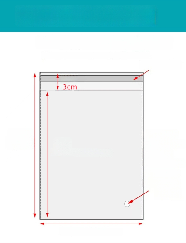 Geantă autoadezivă OPP, transparentă, îngroșată, cu logo tipărit, pungă de ambalare din plastic pentru bijuterii, haine și măști