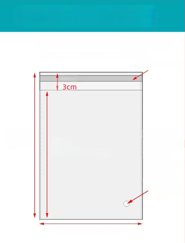 Geantă autoadezivă OPP, transparentă, îngroșată, cu logo tipărit, pungă de ambalare din plastic pentru bijuterii, haine și măști