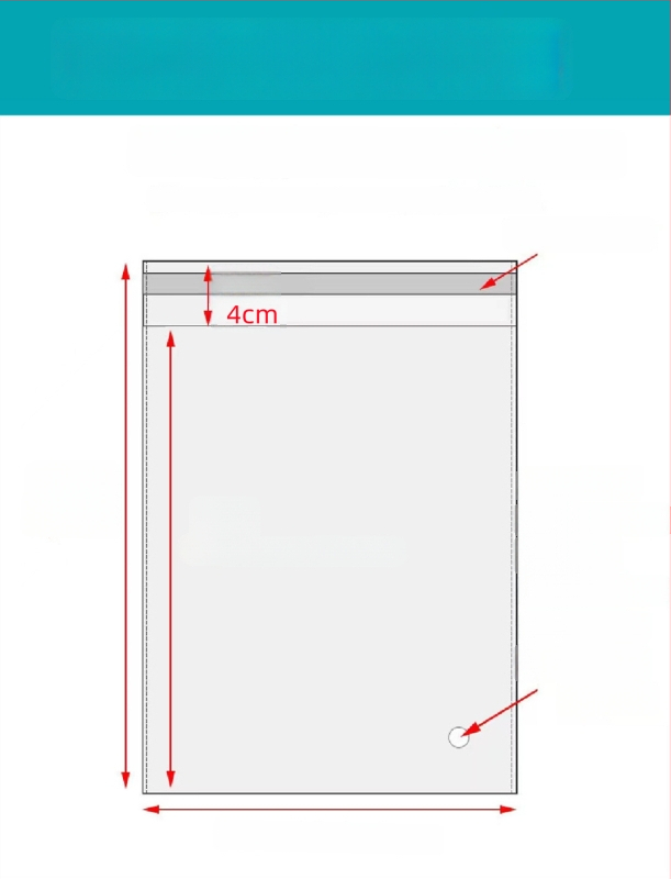 Geantă autoadezivă OPP, transparentă, îngroșată, cu logo tipărit, pungă de ambalare din plastic pentru bijuterii, haine și măști