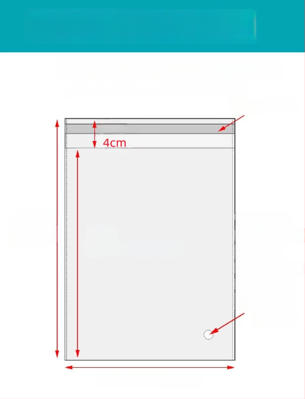 Geantă autoadezivă OPP, transparentă, îngroșată, cu logo tipărit, pungă de ambalare din plastic pentru bijuterii, haine și măști