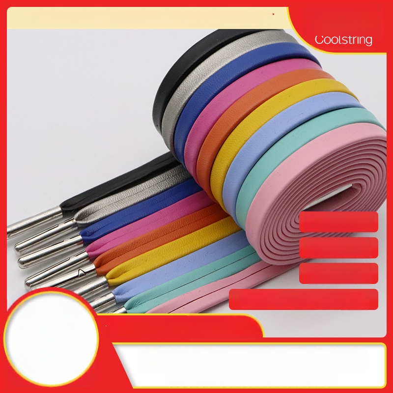 Kulogin επίπεδες κορδόνια PU δέρμα, συμβατά με Air Force 1 sneakers, κομψές υφές δέρματος με μεταλλικά άκρα