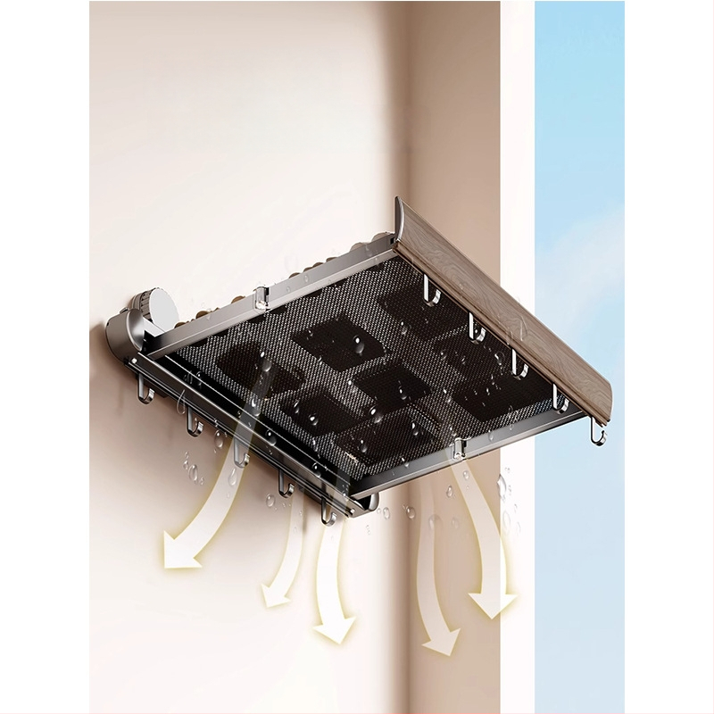 Αναδιπλόμενη ράγα πετσέτας με βεντούζα, για μπάνιο, χωρίς διάτρηση, από αλουμίνιο και ABS