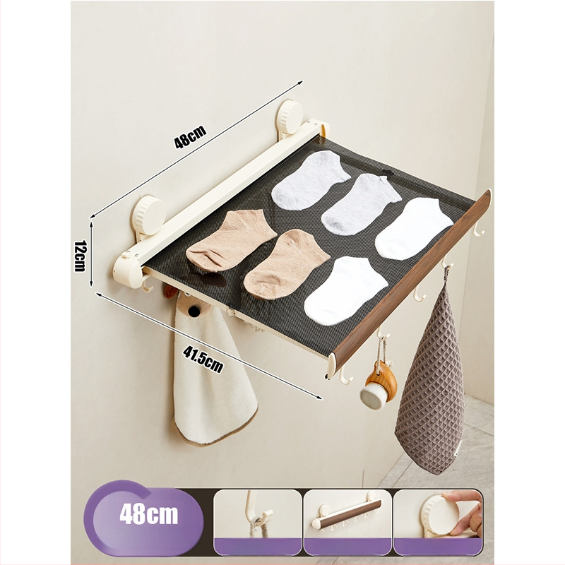 Αναδιπλόμενη ράγα πετσέτας με βεντούζα, για μπάνιο, χωρίς διάτρηση, από αλουμίνιο και ABS