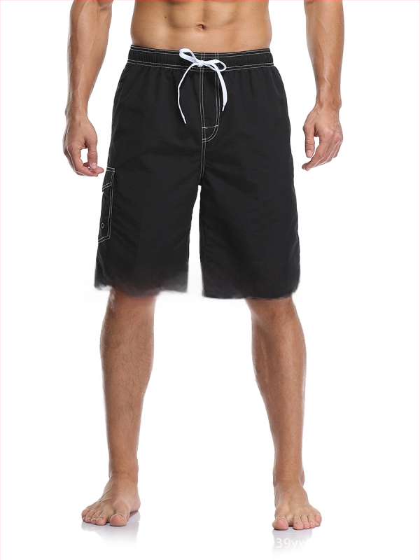 Ανδρικά σορτς παραλίας, γρήγορο στέγνωμα από πολυεστέρα, ευθεία γραμμή, πολλαπλές τσέπες