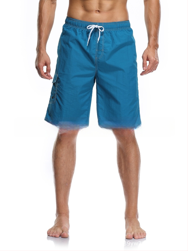 Ανδρικά σορτς παραλίας, γρήγορο στέγνωμα από πολυεστέρα, ευθεία γραμμή, πολλαπλές τσέπες