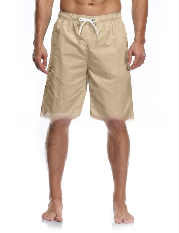 Ανδρικά σορτς παραλίας, γρήγορο στέγνωμα από πολυεστέρα, ευθεία γραμμή, πολλαπλές τσέπες