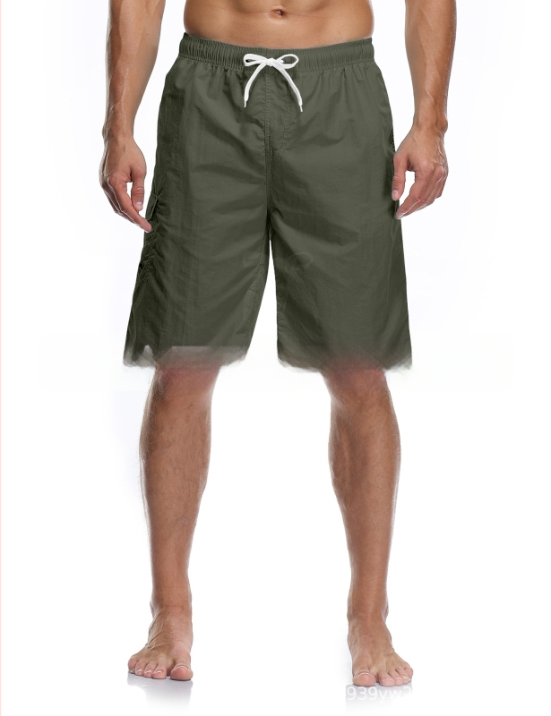 Ανδρικά σορτς παραλίας, γρήγορο στέγνωμα από πολυεστέρα, ευθεία γραμμή, πολλαπλές τσέπες