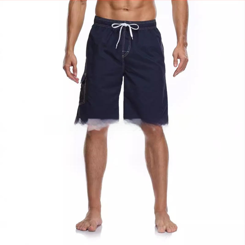 Ανδρικά σορτς παραλίας, γρήγορο στέγνωμα από πολυεστέρα, ευθεία γραμμή, πολλαπλές τσέπες