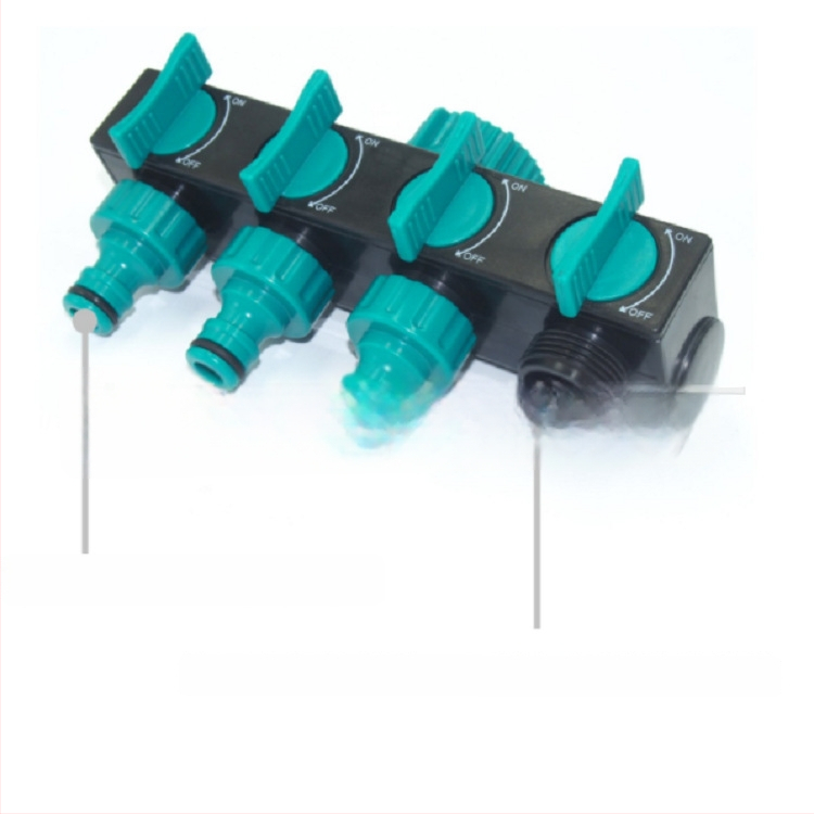 Κήπος διανομέας σωλήνα ύδατος – τετραπόλιος διανομέας για άρδευση, ABS, 0,26 kg, πίεση νερού 8 kg, διαιρεί μια βρύση σε τέσσερις εξόδους