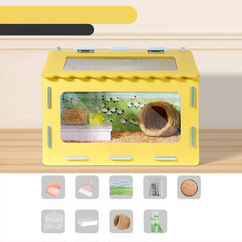 Cușcă panoramică pentru hamster cu cuib detașabil și sigur — adăpost pentru toate anotimpurile pentru animale de companie mici; origine Yiwu; material: Altul; marcă: Altul