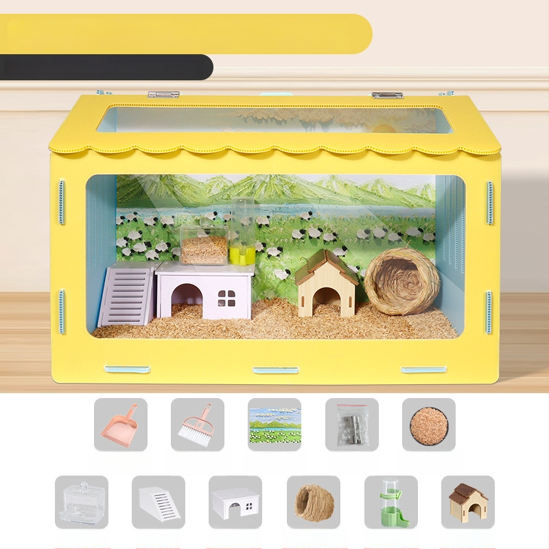 Cușcă panoramică pentru hamster cu cuib detașabil și sigur — adăpost pentru toate anotimpurile pentru animale de companie mici; origine Yiwu; material: Altul; marcă: Altul