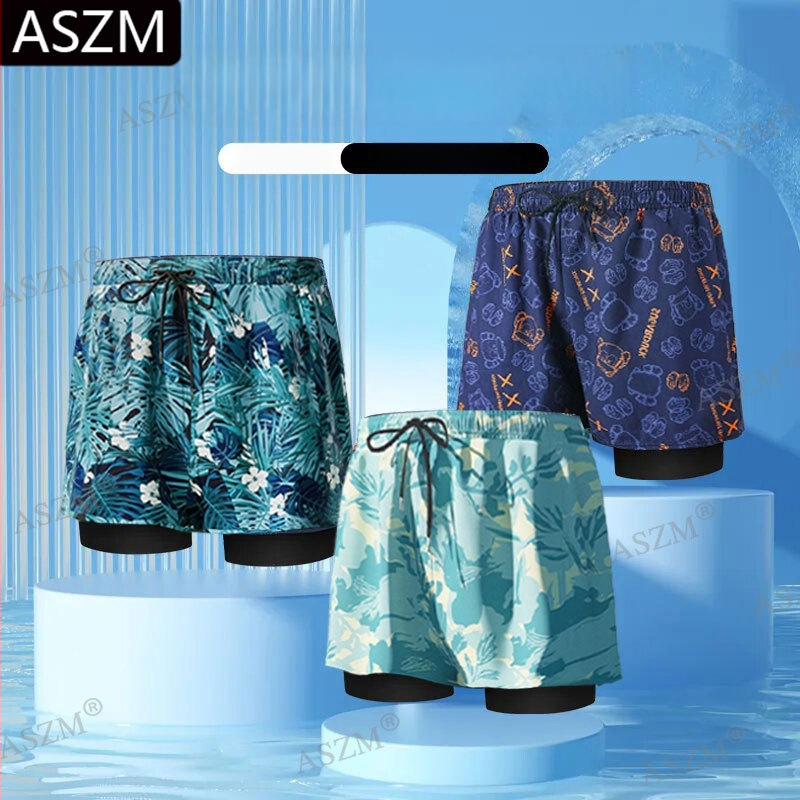 Ανδρικά μαγιό παραλίας με κορδόνι - διπλό εσωτερικό ύφασμα, 95% πολυεστέρας, μικροελαστικότητα, αποτρέπει αμηχανίες