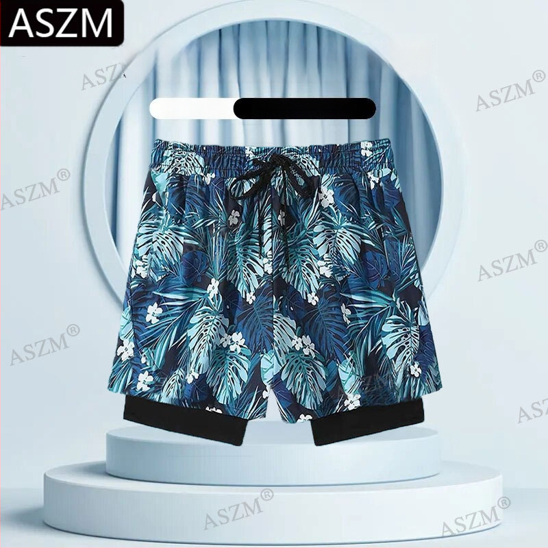 Ανδρικά μαγιό παραλίας με κορδόνι - διπλό εσωτερικό ύφασμα, 95% πολυεστέρας, μικροελαστικότητα, αποτρέπει αμηχανίες