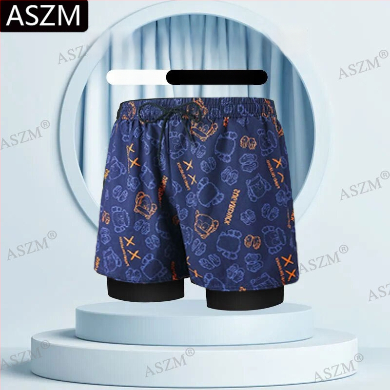 Ανδρικά μαγιό παραλίας με κορδόνι - διπλό εσωτερικό ύφασμα, 95% πολυεστέρας, μικροελαστικότητα, αποτρέπει αμηχανίες