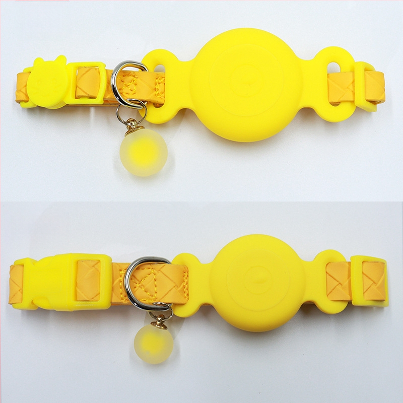 AirTag nyakörv helymeghatározó tok - vízálló szilikon hüvely, PU bőr szövés, macska nyakörv nyomkövetés, veszteség elleni