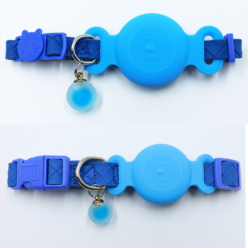 AirTag nyakörv helymeghatározó tok - vízálló szilikon hüvely, PU bőr szövés, macska nyakörv nyomkövetés, veszteség elleni