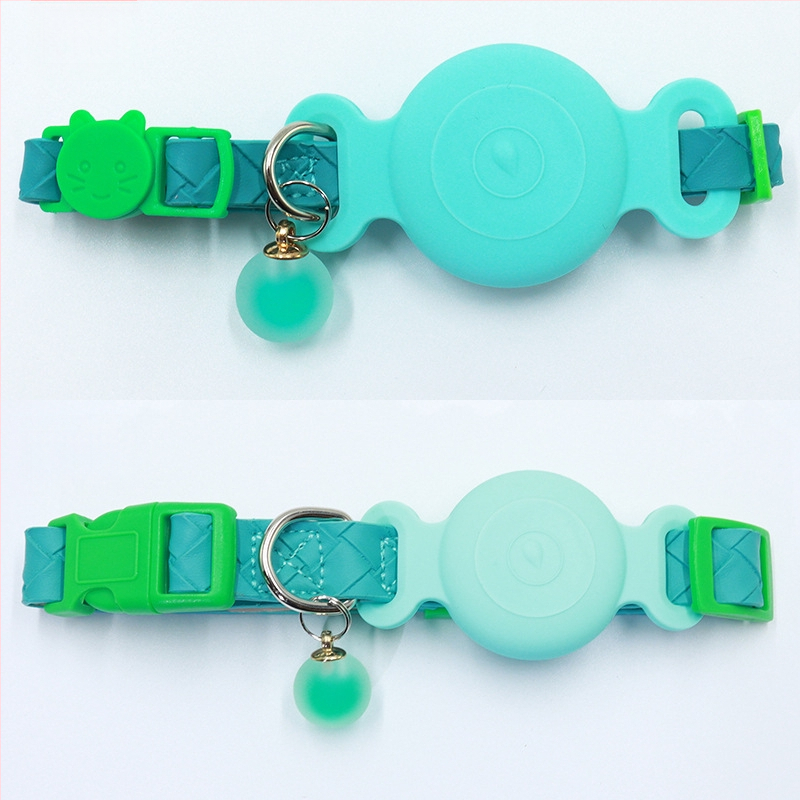 AirTag nyakörv helymeghatározó tok - vízálló szilikon hüvely, PU bőr szövés, macska nyakörv nyomkövetés, veszteség elleni