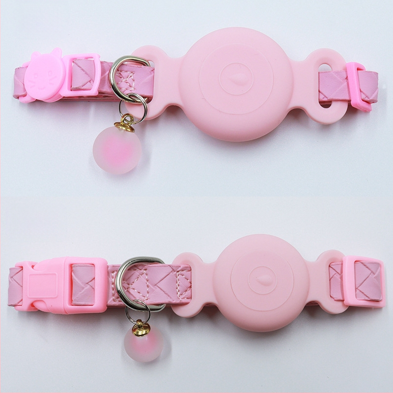 AirTag nyakörv helymeghatározó tok - vízálló szilikon hüvely, PU bőr szövés, macska nyakörv nyomkövetés, veszteség elleni