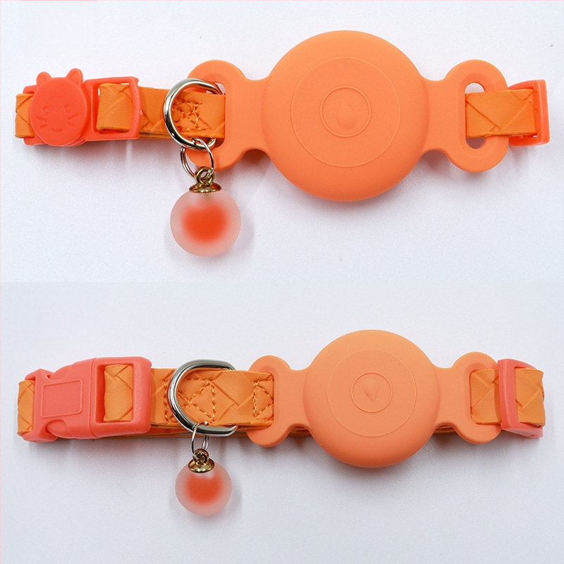 AirTag nyakörv helymeghatározó tok - vízálló szilikon hüvely, PU bőr szövés, macska nyakörv nyomkövetés, veszteség elleni