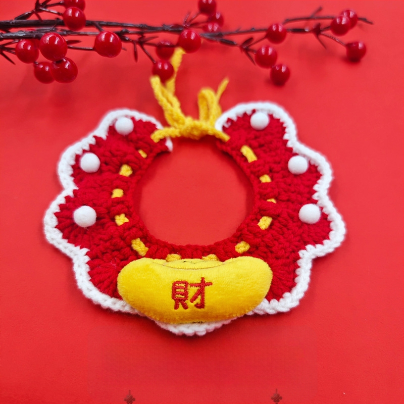 Κολάρο-φουλάρι για κατοικίδια (γάτες και σκύλοι) – Μοντέλο με καρτούν μοτίβο, Χειροποίητο crochet, Ακρυλικό υλικό, Τέσσερις εποχές, Κεντημένες λεπτομέρειες