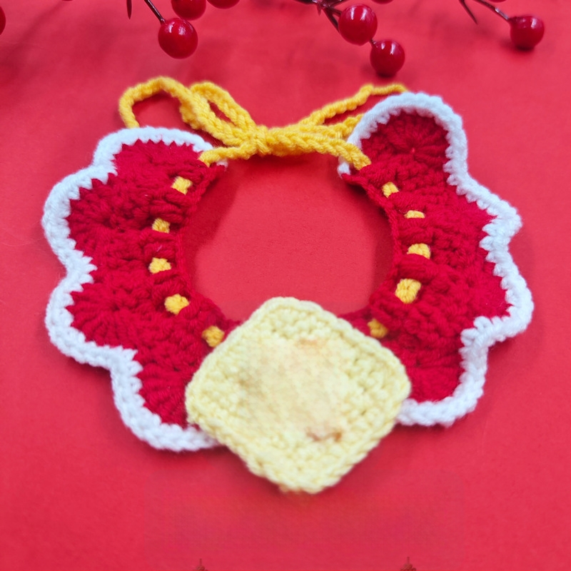 Κολάρο-φουλάρι για κατοικίδια (γάτες και σκύλοι) – Μοντέλο με καρτούν μοτίβο, Χειροποίητο crochet, Ακρυλικό υλικό, Τέσσερις εποχές, Κεντημένες λεπτομέρειες