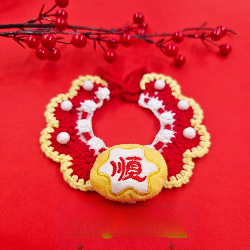 Κολάρο-φουλάρι για κατοικίδια (γάτες και σκύλοι) – Μοντέλο με καρτούν μοτίβο, Χειροποίητο crochet, Ακρυλικό υλικό, Τέσσερις εποχές, Κεντημένες λεπτομέρειες