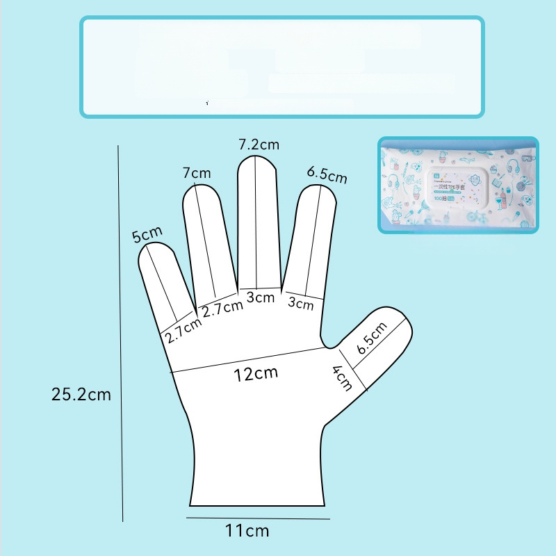 Еднократни ТПЕ ръкавици, за обработка на храни, водоустойчиви, антихлъзгащи, прозрачни, тънки 0,05–0,1 мм (за кетъринг, кухня, печене и домакинство)