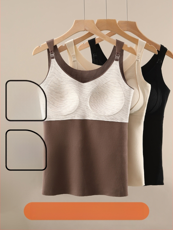 Top εγκύου με επένδυση φλις για θηλασμό, με τιράντες, φθινοπωρινό-χειμερινό · σύνθεση: 86% πολυεστέρας, 5% σπάντεξ, ανάμειξη μαλλιού