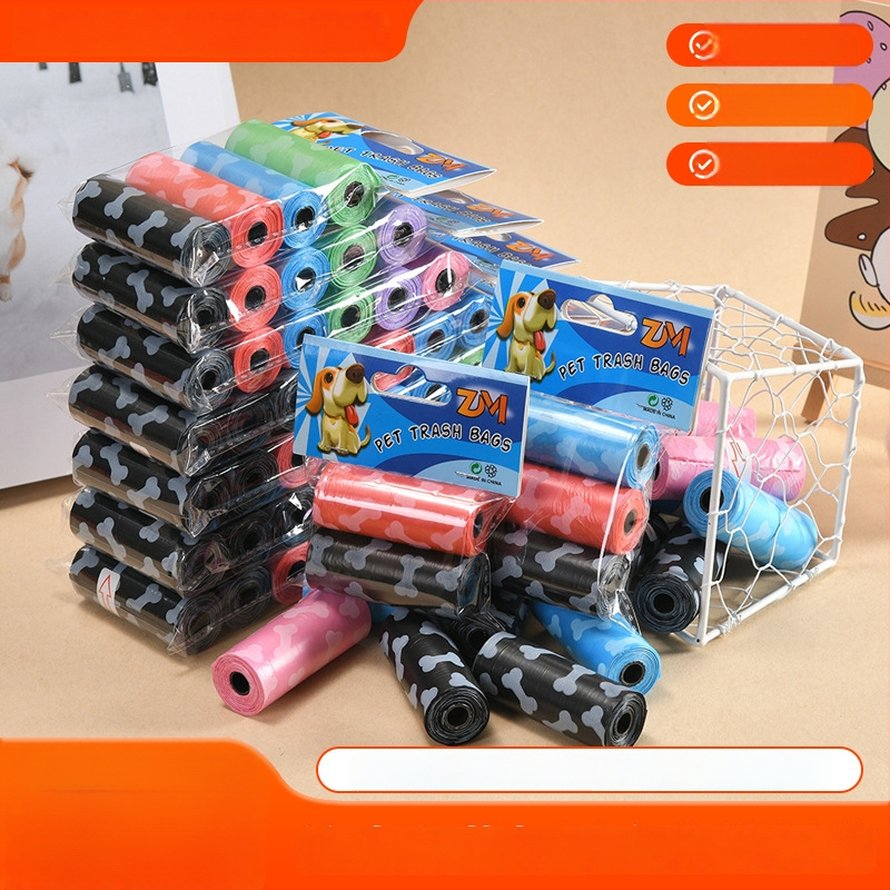 Jiahao Set de pungi pentru deșeuri de animale de companie, design cu model os, tip role, material PE, grosime normală