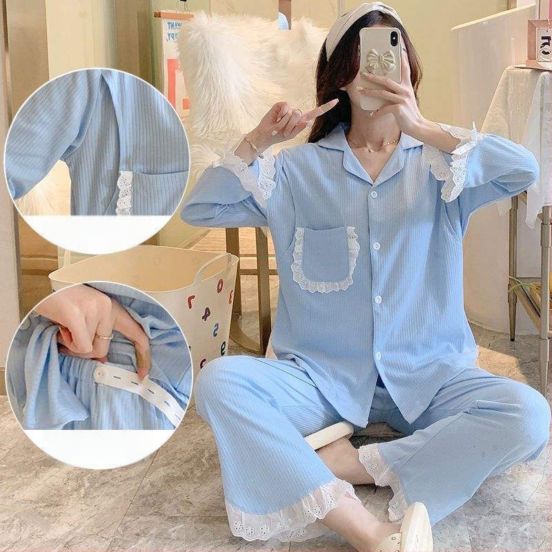 Μαιευτικό νυχτικό για γαλουχία και ύπνο – καλοκαιρινό ελαφρύ στυλ, TR ύφασμα, PVC 90–95%, μανίκια 3/4, POLO γιακάς, κινεζικό στυλ