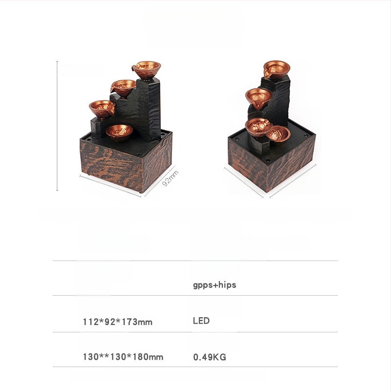 Λάμπα Ροής Νερού – Επιτραπέζιο Διακοσμητικό Φωτιστικό, Musen Tang, Σειρά Golden Ladder Running Water