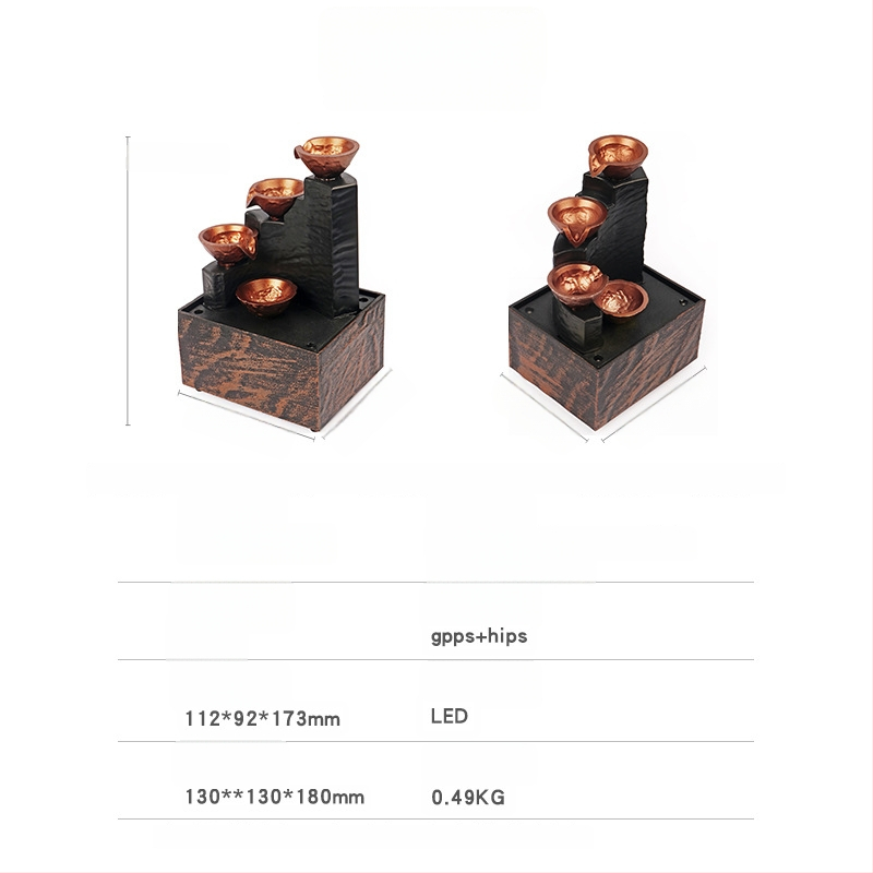 Λάμπα Ροής Νερού – Επιτραπέζιο Διακοσμητικό Φωτιστικό, Musen Tang, Σειρά Golden Ladder Running Water